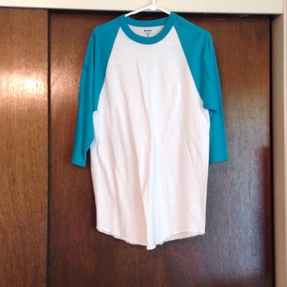 Baseball shirt long to hide those hips!